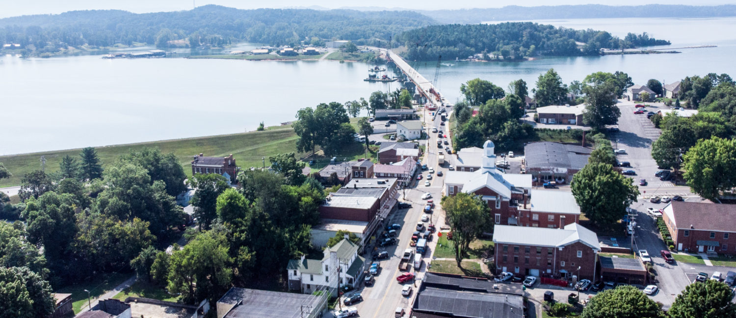 aerial view of busy road in Jefferson County, TN