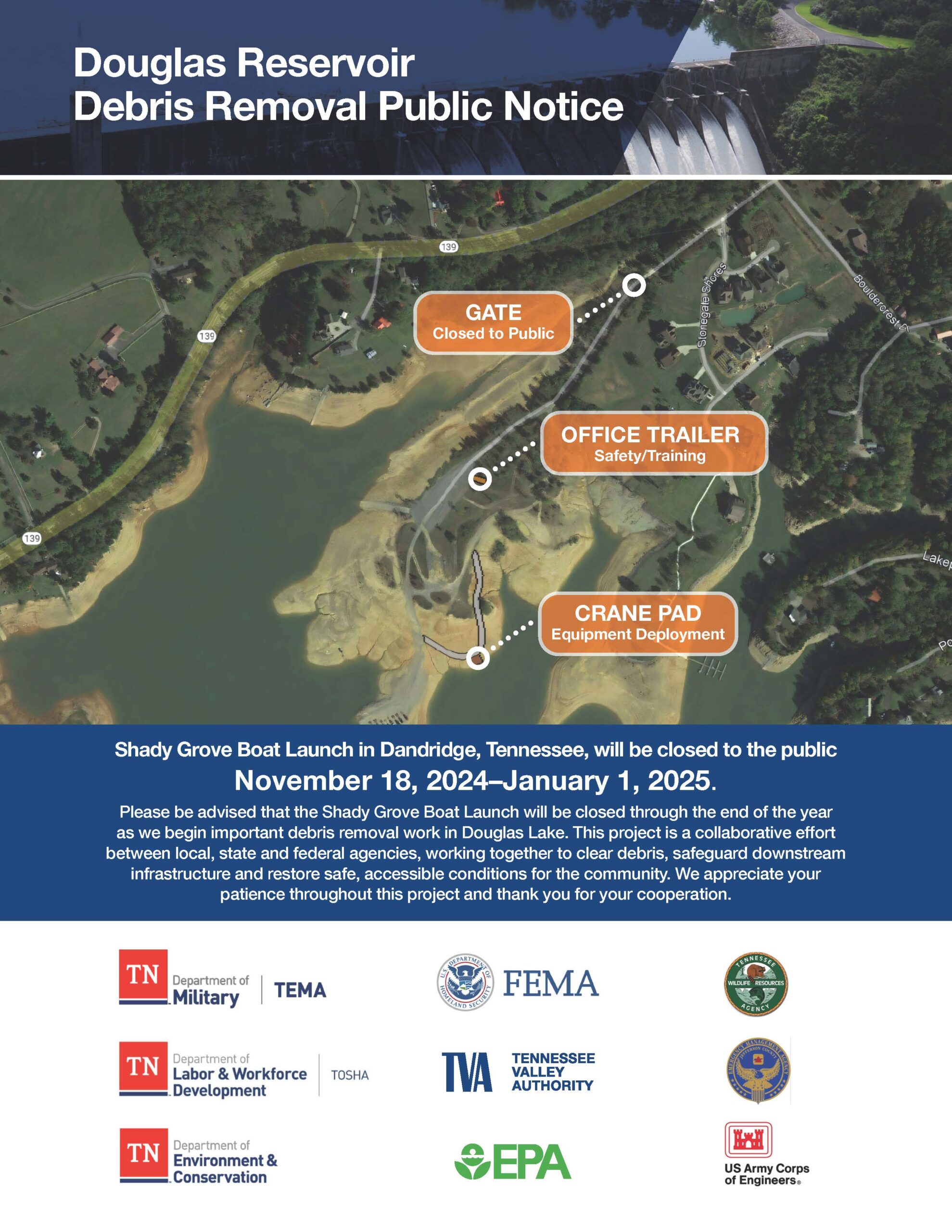 Shady Grove Boat Launch Closure