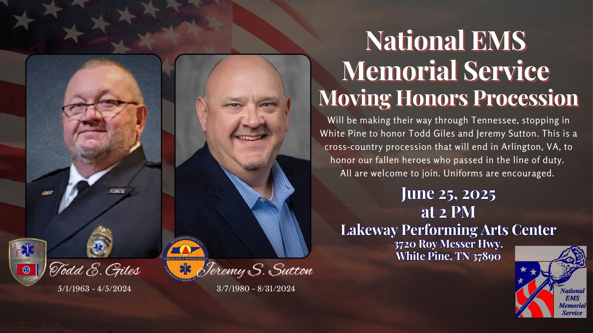 graphic for the national ems memorial service honoring two jefferson county ems professionals